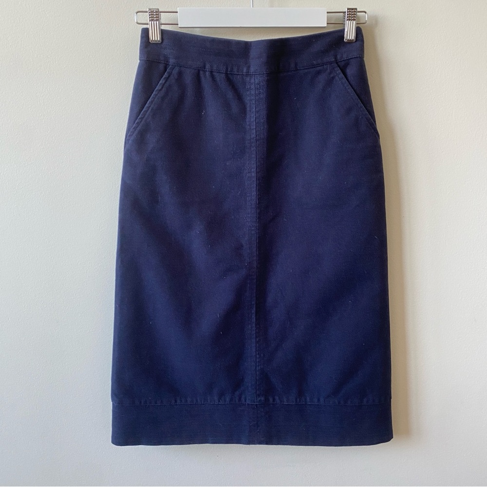 Boden Navy Pencil Skirt Brushed Cotton Size 2